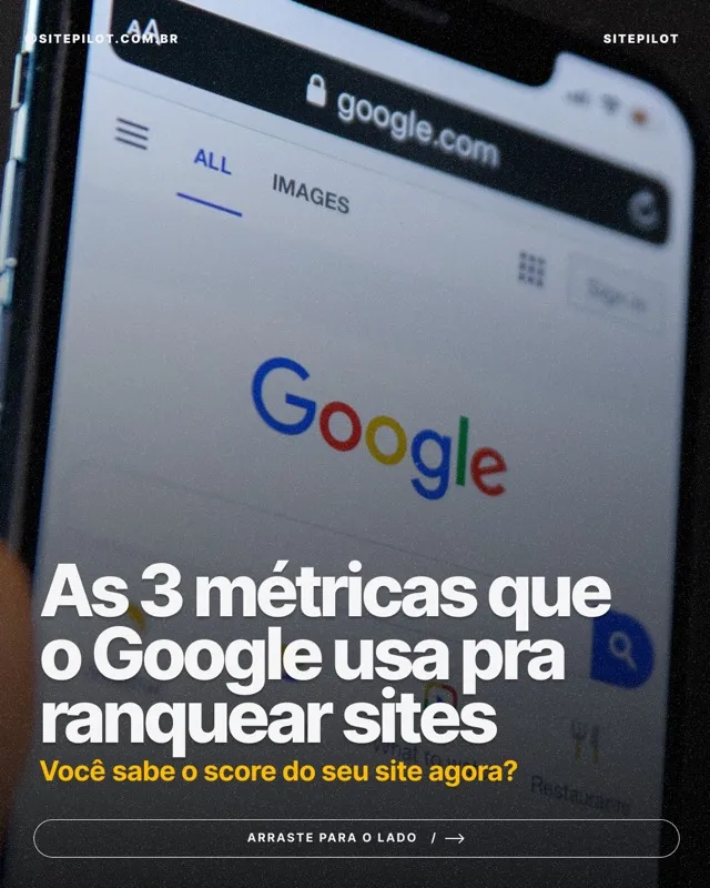 Carrossel sobre as métricas de experiência que o Google avalia
